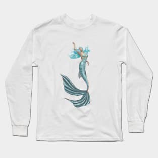 Mermaid Swimming in Caribbean Waters Long Sleeve T-Shirt